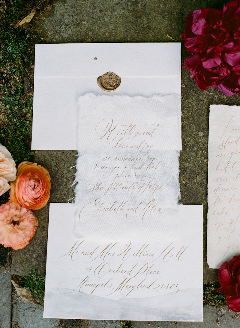 calligraphy elopement invitation