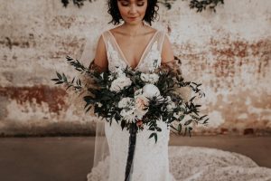 Bride with wild bouquet