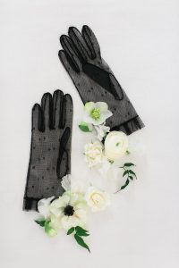 black swiss dot gloves